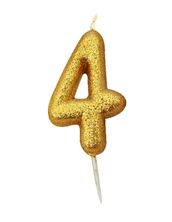 Picture of AGE 4 GOLD NUMERAL CANDLE 7CM